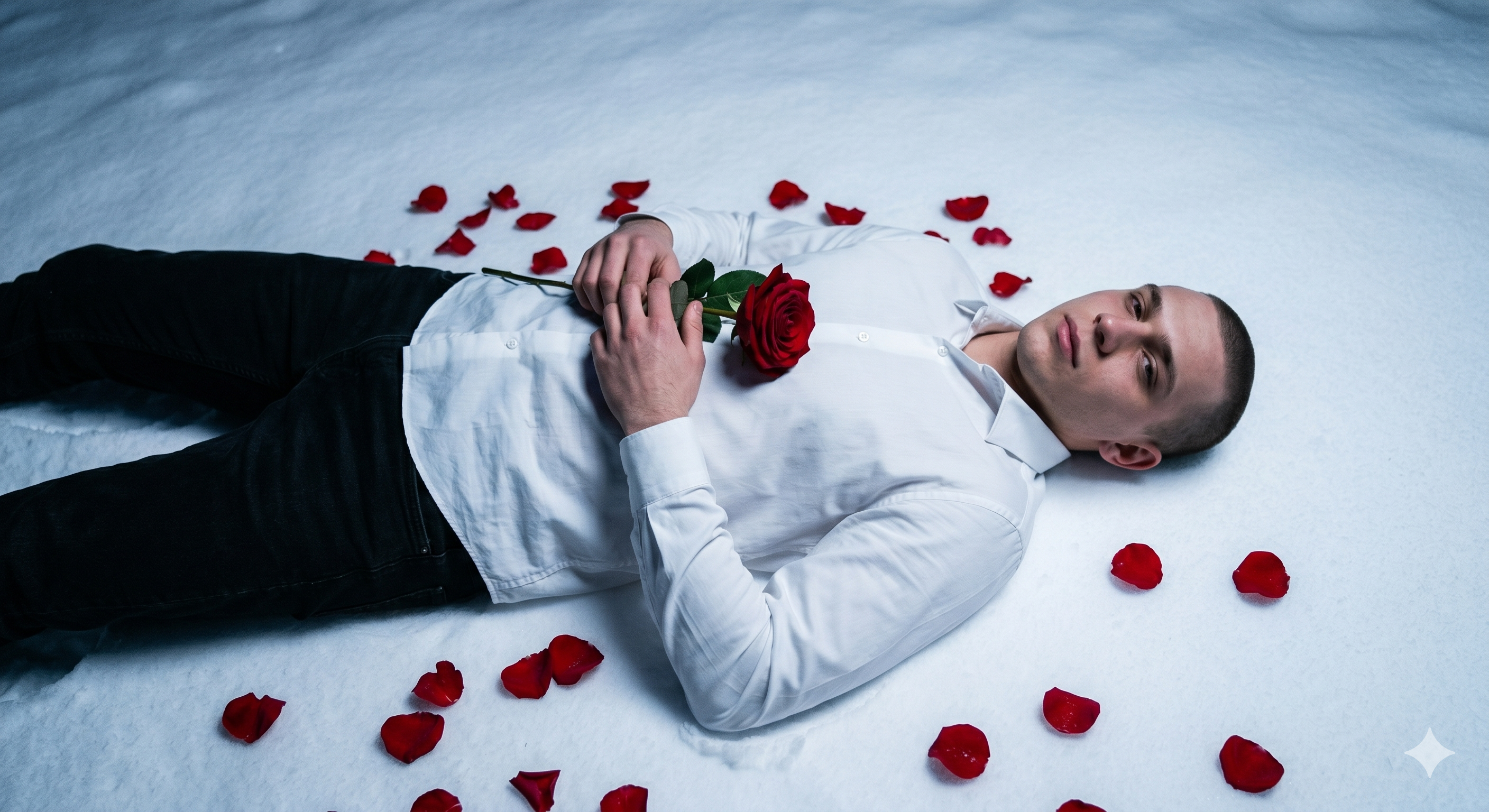 Romantic Snow Rose Portrait