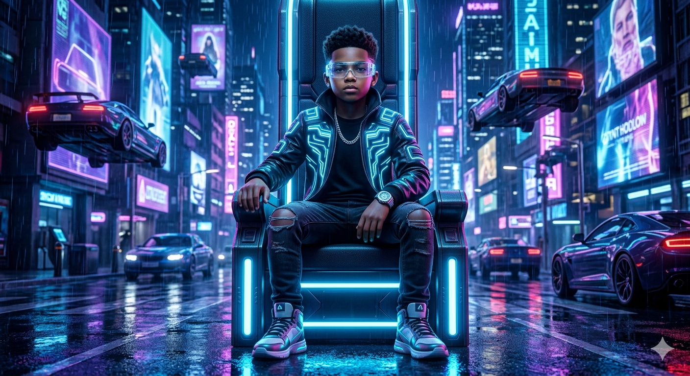 Cyber King Neon Portrait