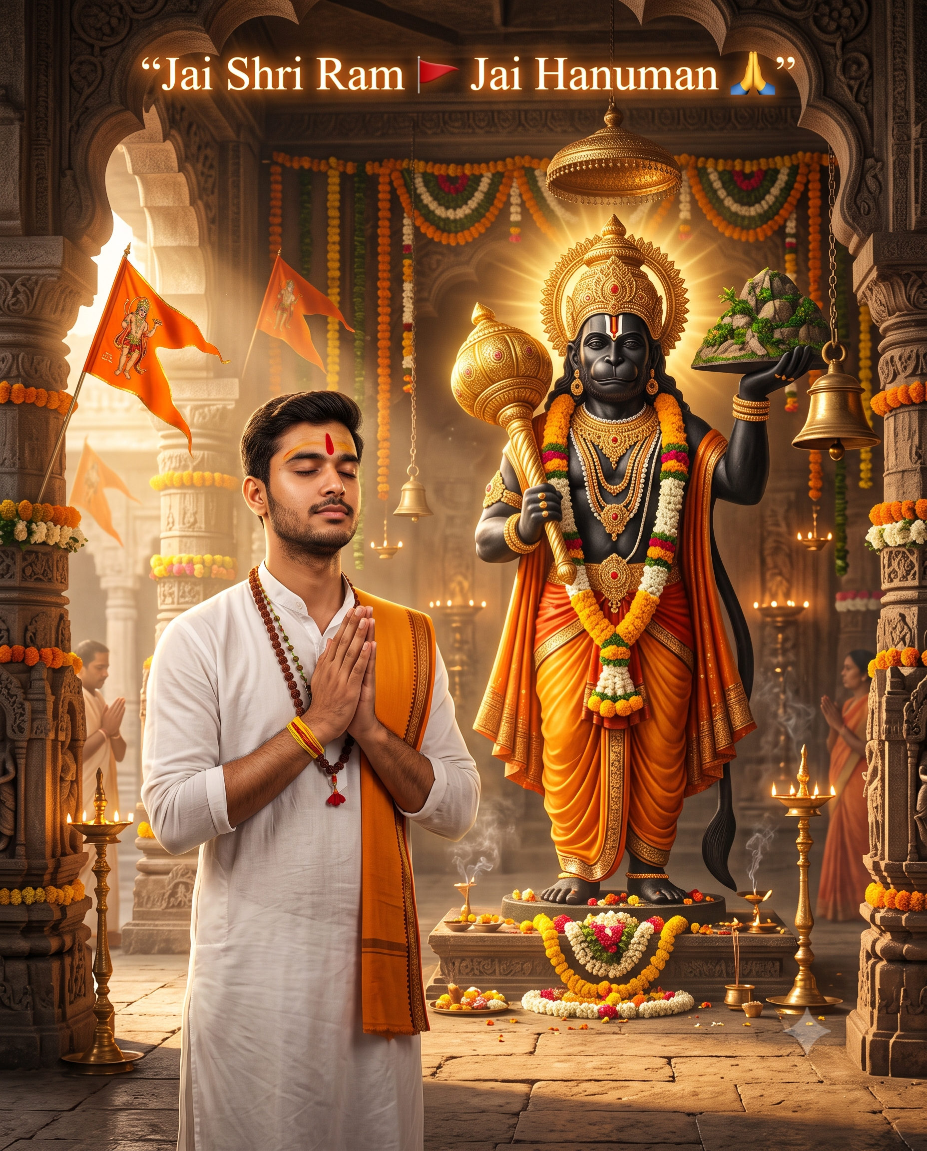 Hanuman Ji Divine Blessing AI Photo Prompt