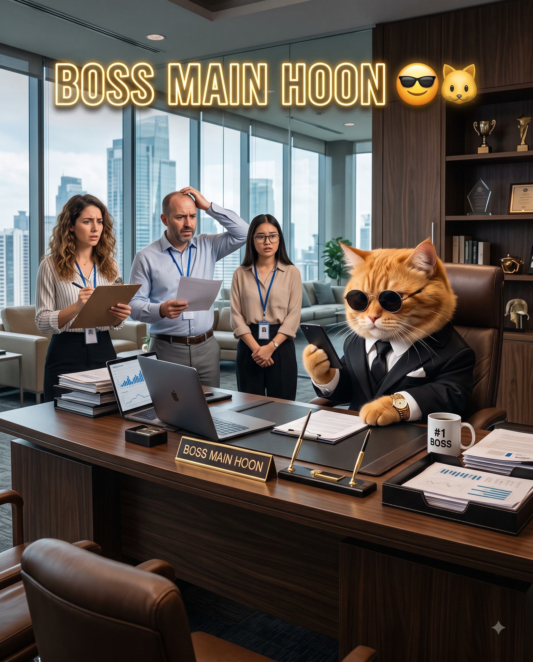 Funny Boss Cat AI Photo Prompt