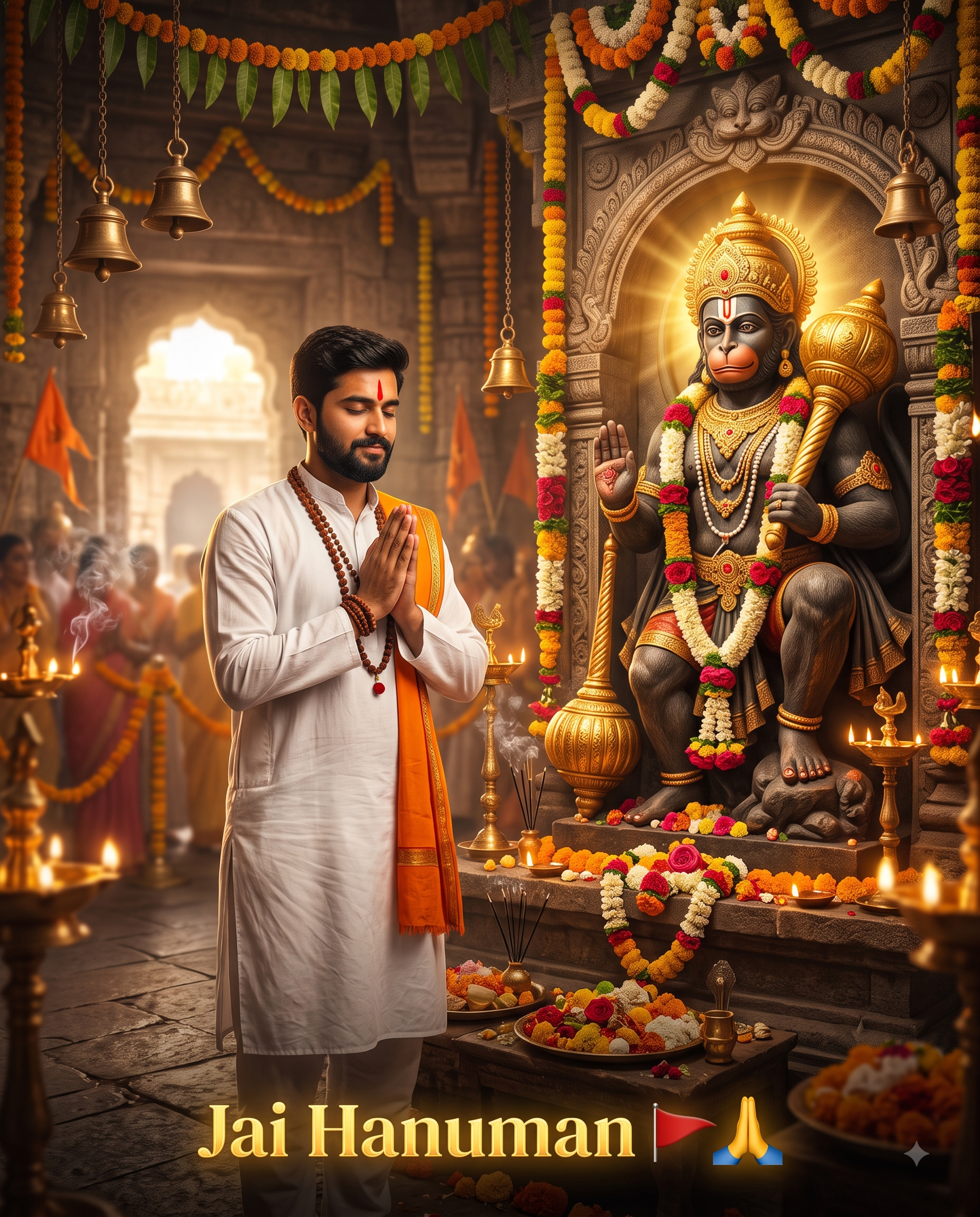 Divine Hanuman Ji Blessings AI Photo Prompt